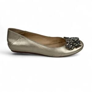 Vera Wang Lavender Gold Ballet Flat Sz 6 Leather Jeweled Round Toe Fairy Coquet